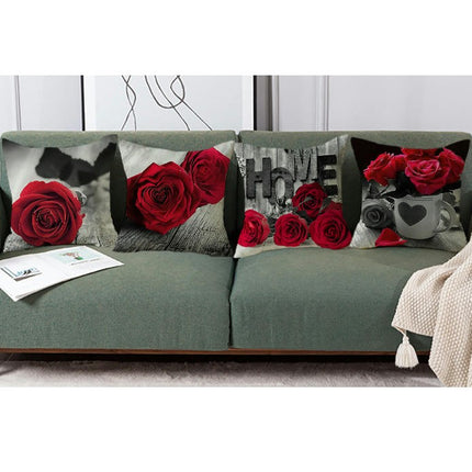 Rose Decorative Throw Pillow Covers Valentine's Day pillowcase Square Cushion Cover for Sofa