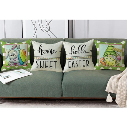 Bunny Pillowcase Easter Decorative Throw Pillow Cover Square Pillow Covers For Home Living Room Sofa