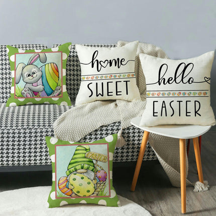 Bunny Pillowcase Easter Decorative Throw Pillow Cover Square Pillow Covers For Home Living Room Sofa