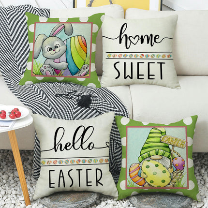 Bunny Pillowcase Easter Decorative Throw Pillow Cover Square Pillow Covers For Home Living Room Sofa