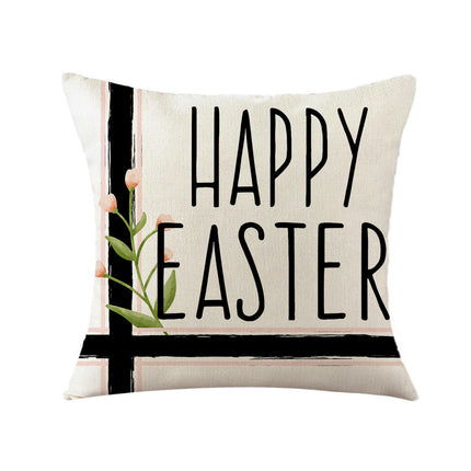 Bunny Pillowcase Easter Decorative Throw Pillow Cover Square Pillow Covers For Home Living Room Sofa-A