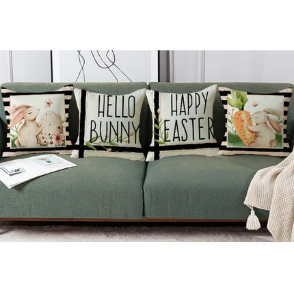 Bunny Pillowcase Easter Decorative Throw Pillow Cover Square Pillow Covers For Home Living Room Sofa-A