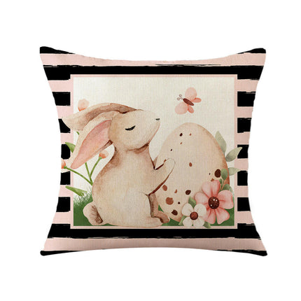 Bunny Pillowcase Easter Decorative Throw Pillow Cover Square Pillow Covers For Home Living Room Sofa-A