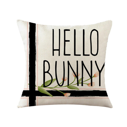 Bunny Pillowcase Easter Decorative Throw Pillow Cover Square Pillow Covers For Home Living Room Sofa-A