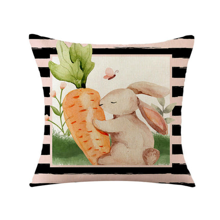 Bunny Pillowcase Easter Decorative Throw Pillow Cover Square Pillow Covers For Home Living Room Sofa-A