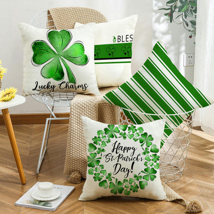 St. Patrick's Day Decorative Linen Throw Pillow Covers Square Soft Cushion Covers for Sofa