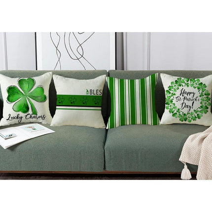 St. Patrick's Day Decorative Linen Throw Pillow Covers Square Soft Cushion Covers for Sofa