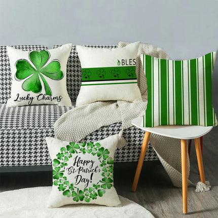 St. Patrick's Day Decorative Linen Throw Pillow Covers Square Soft Cushion Covers for Sofa