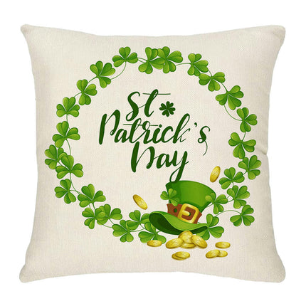 St. Patrick's Day Decorative Linen Throw Pillow Covers Square Soft Cushion Covers for Sofa-A