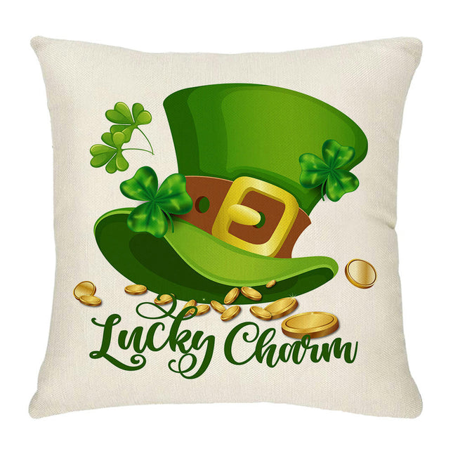 St. Patrick's Day Decorative Linen Throw Pillow Covers Square Soft Cushion Covers for Sofa-A