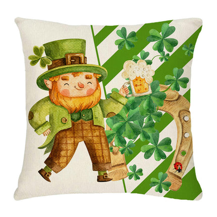 St. Patrick's Day Decorative Linen Throw Pillow Covers Square Soft Cushion Covers for Sofa-A