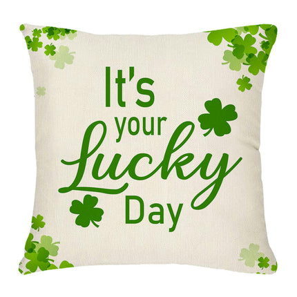 St. Patrick's Day Decorative Linen Throw Pillow Covers Square Soft Cushion Covers for Sofa-A