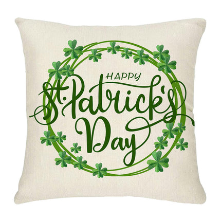 St. Patrick's Day Decorative Linen Throw Pillow Covers Square Soft Cushion Covers for Sofa-A