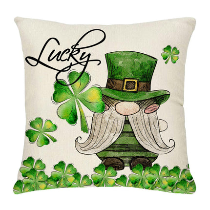 St. Patrick's Day Decorative Linen Throw Pillow Covers Square Soft Cushion Covers for Sofa-A