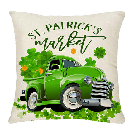 St. Patrick's Day Decorative Linen Throw Pillow Covers Square Soft Cushion Covers for Sofa-A