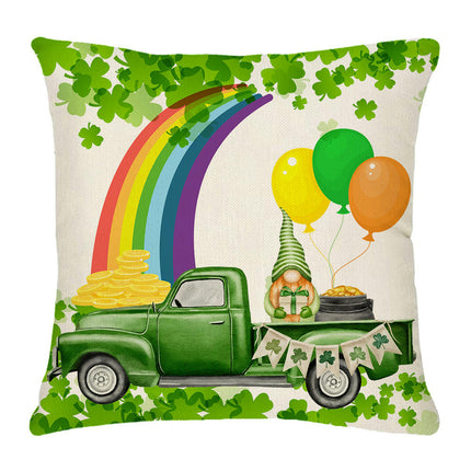 St. Patrick's Day Decorative Linen Throw Pillow Covers Square Soft Cushion Covers for Sofa-A