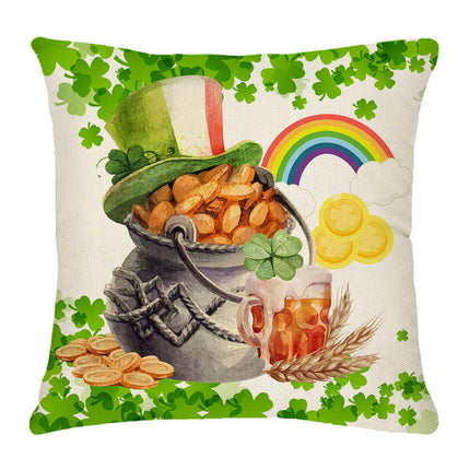 St. Patrick's Day Decorative Linen Throw Pillow Covers Square Soft Cushion Covers for Sofa-A