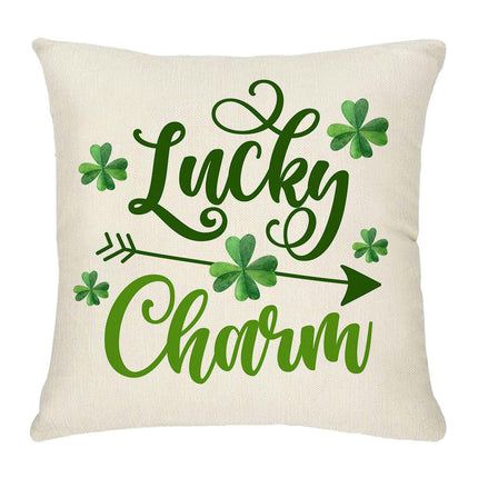 St. Patrick's Day Decorative Linen Throw Pillow Covers Square Soft Cushion Covers for Sofa-A