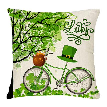 St. Patrick's Day Decorative Linen Throw Pillow Covers Square Soft Cushion Covers for Sofa-A