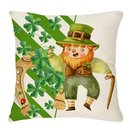 St. Patrick's Day Decorative Linen Throw Pillow Covers Square Soft Cushion Covers for Sofa-A