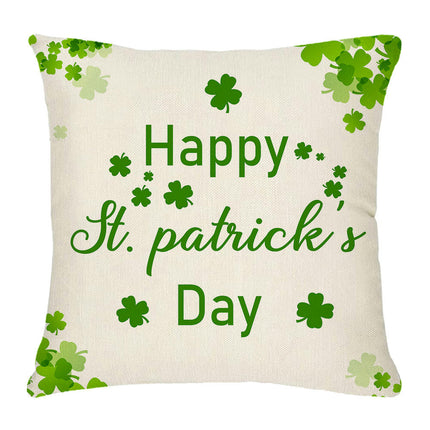 St. Patrick's Day Decorative Linen Throw Pillow Covers Square Soft Cushion Covers for Sofa-A