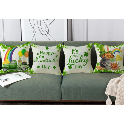 St. Patrick's Day Decorative Linen Throw Pillow Covers Square Soft Cushion Covers for Sofa-A