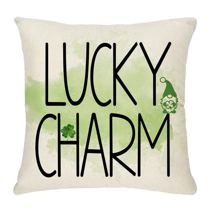 St. Patrick's Day Decorative Linen Throw Pillow Covers Square Soft Cushion Covers for Sofa-A