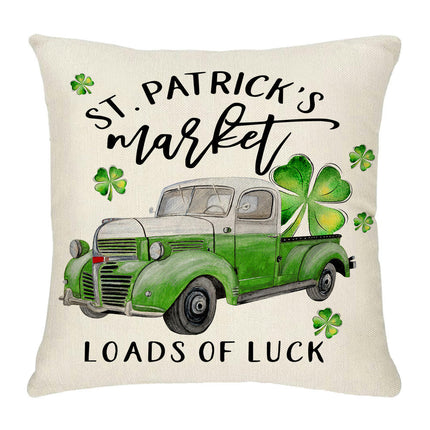 St. Patrick's Day Decorative Linen Throw Pillow Covers Square Soft Cushion Covers for Sofa-A