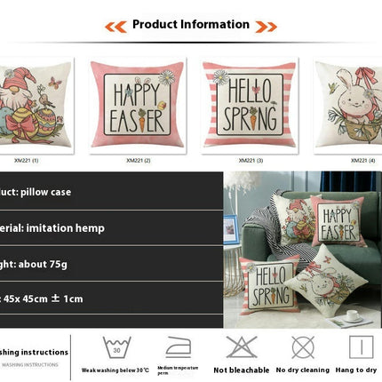 Easter Pillow Covers Bunny Decorations Throw Pillows Cover Holiday Cushion Cases for Sofa Home Decor