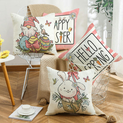 Easter Pillow Covers Bunny Decorations Throw Pillows Cover Holiday Cushion Cases for Sofa Home Decor