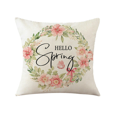 Easter Pillow Covers Spring Pillow Covers Bunny Flower Decorative Throw Pillow Case for Sofa