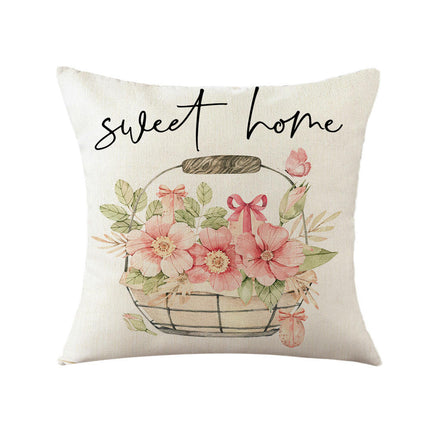 Easter Pillow Covers Spring Pillow Covers Bunny Flower Decorative Throw Pillow Case for Sofa