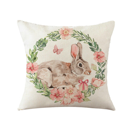 Easter Pillow Covers Spring Pillow Covers Bunny Flower Decorative Throw Pillow Case for Sofa