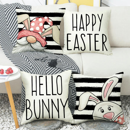 Easter Pillow Covers Bunny Decorations Throw Pillows Cover Holiday Cushion Cases for Sofa Home Decor-A