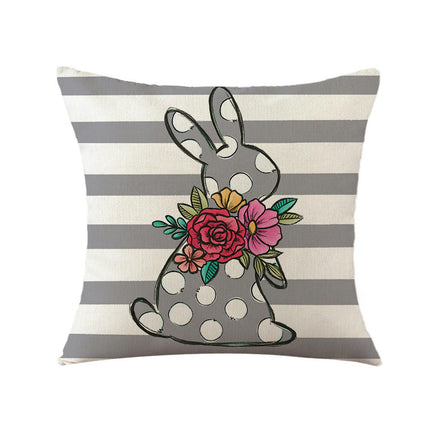 Easter Pillow Covers Spring Pillow Covers Bunny Flower Decorative Throw Pillow Case for Sofa-A