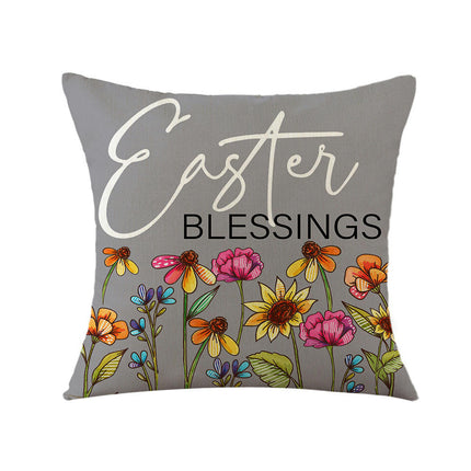 Easter Pillow Covers Spring Pillow Covers Bunny Flower Decorative Throw Pillow Case for Sofa-A