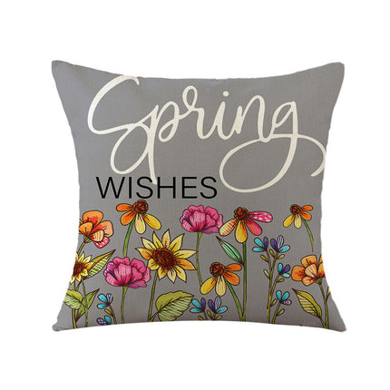 Easter Pillow Covers Spring Pillow Covers Bunny Flower Decorative Throw Pillow Case for Sofa-A