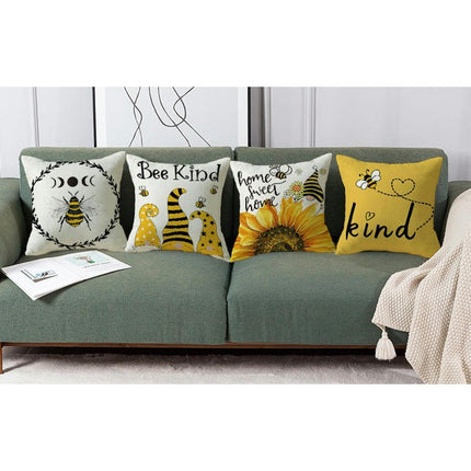 Summer Bee Throw Pillow Covers Sunflower Pillows Case,Cushion Covers for Sofa Home Decor