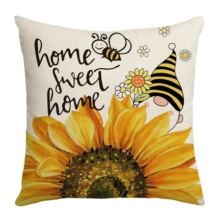 Summer Bee Throw Pillow Covers Sunflower Pillows Case,Cushion Covers for Sofa Home Decor