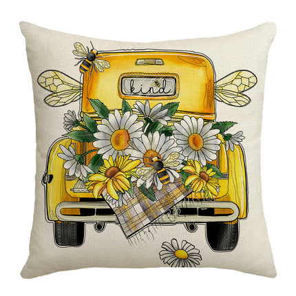 Summer Bee Throw Pillow Covers Sunflower Pillows Case,Cushion Covers for Sofa Home Decor