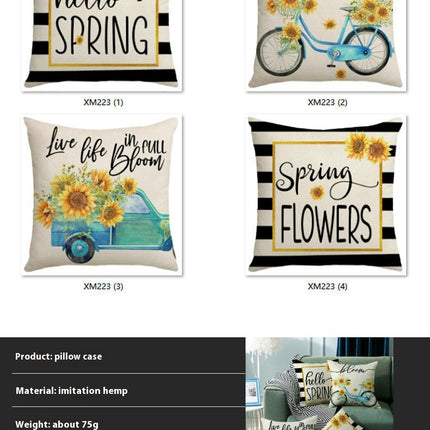 Summer Soft Throw Pillow Covers Sunflower Pillows Case,Cushion Covers for Sofa Home Decor