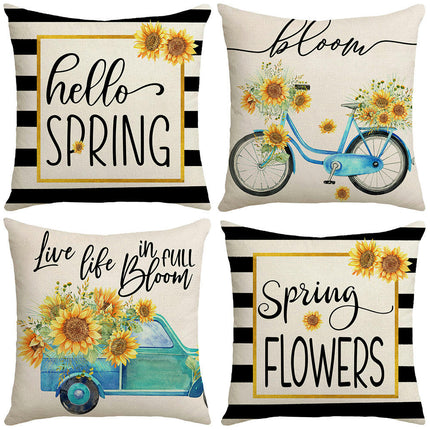 Summer Soft Throw Pillow Covers Sunflower Pillows Case,Cushion Covers for Sofa Home Decor