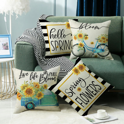 Summer Soft Throw Pillow Covers Sunflower Pillows Case,Cushion Covers for Sofa Home Decor