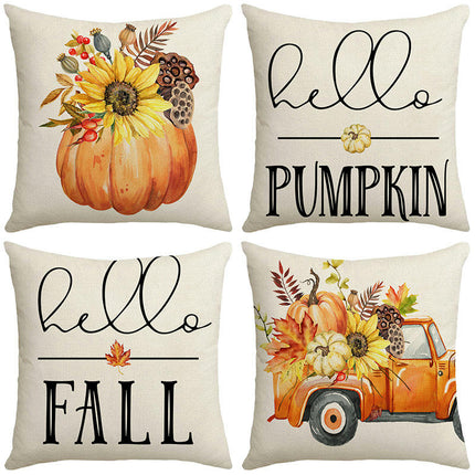 Fall Throw Pillow Covers Pumpkin Pillow Covers Sunflower Cushion Covers Outdoor Sofa Home Decorations-A