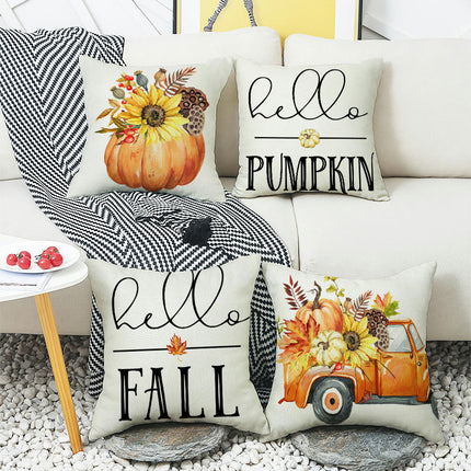 Fall Throw Pillow Covers Pumpkin Pillow Covers Sunflower Cushion Covers Outdoor Sofa Home Decorations-A