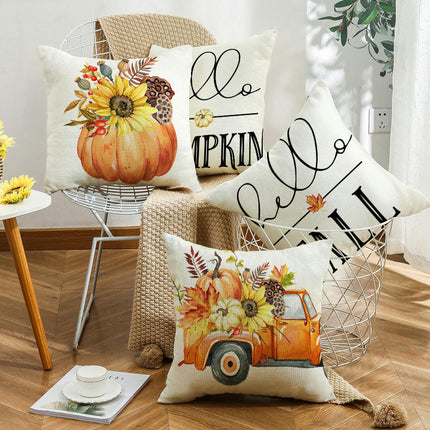 Fall Throw Pillow Covers Pumpkin Pillow Covers Sunflower Cushion Covers Outdoor Sofa Home Decorations-A