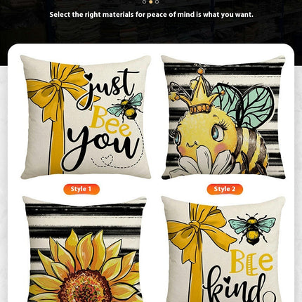 Sunflower Throw Pillow Covers Bee Pillow Covers Cushion Covers For Outdoor Sofa Home Decorations