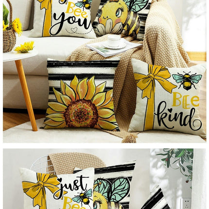 Sunflower Throw Pillow Covers Bee Pillow Covers Cushion Covers For Outdoor Sofa Home Decorations