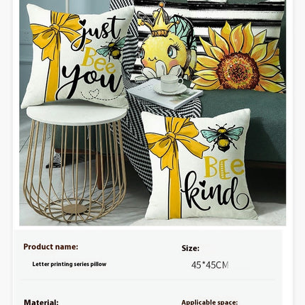 Sunflower Throw Pillow Covers Bee Pillow Covers Cushion Covers For Outdoor Sofa Home Decorations