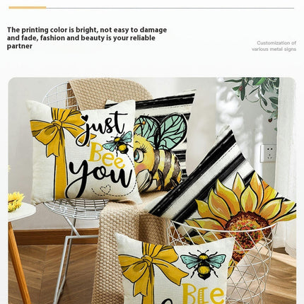 Sunflower Throw Pillow Covers Bee Pillow Covers Cushion Covers For Outdoor Sofa Home Decorations